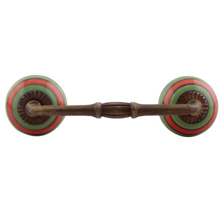 Pea Green Striped Ceramic Bridge Handles